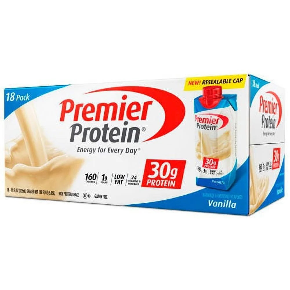 PREMIER PROTEIN SHAKE | VANILLA FLAVOUR | 18 BOTTLES PER CARTON | 160g EACH. Exp: Jan 2026