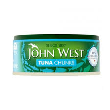 JOHN WEST TUNA CHUNKS IN BRINE 102g. Exp date: June 2026