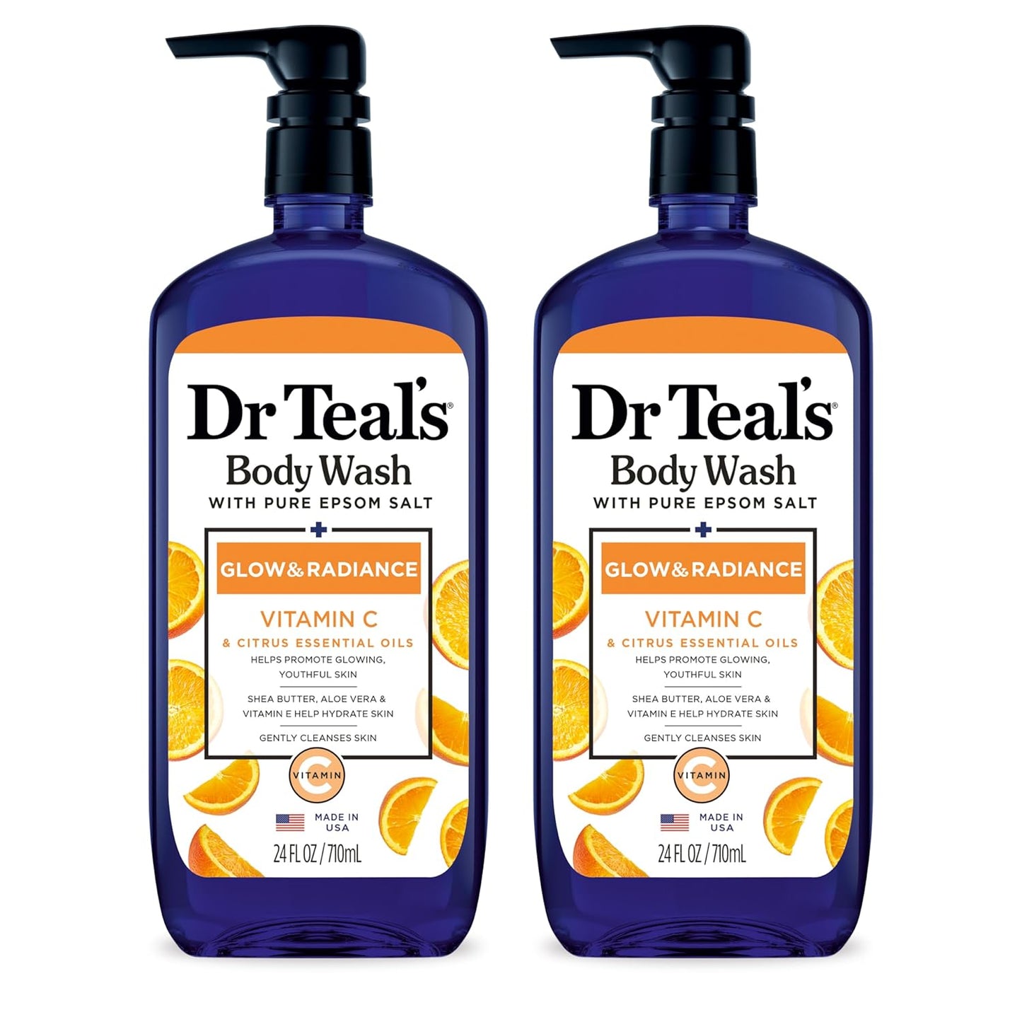 DR TEALS BODY WASH WITH PURE EPSOM SALT + GLOW & RADIANCE 710ML