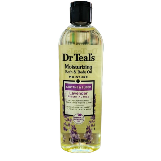 DR TEAL'S MOISTURIZING BATH AND BODY OIL | SOOTHE AND SLEEP| LAVENDER ESSENTIAL OILS 260ml