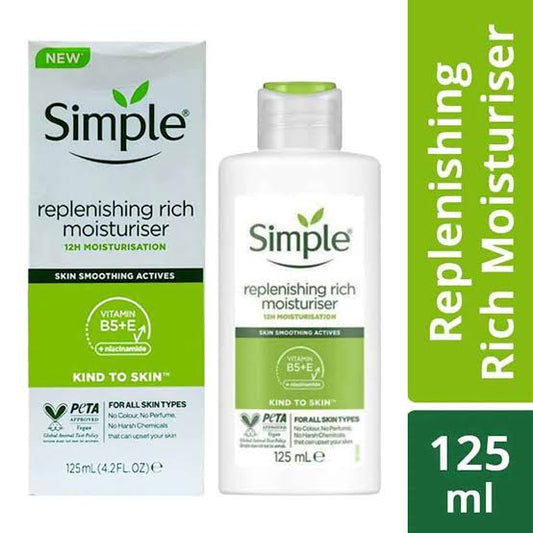 SIMPLE REPLENISHING RICH MOISTURIZER | 12HOUR MOISTURISATION | SKIN SOOTHING | KIND TO SKIN