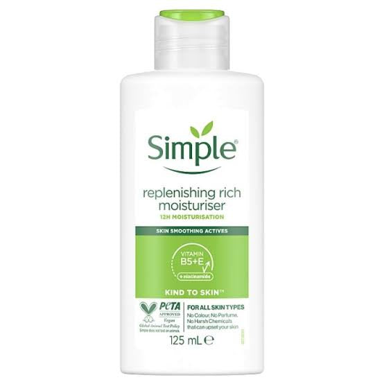 SIMPLE REPLENISHING RICH MOISTURIZER | 12HOUR MOISTURISATION | SKIN SOOTHING | KIND TO SKIN