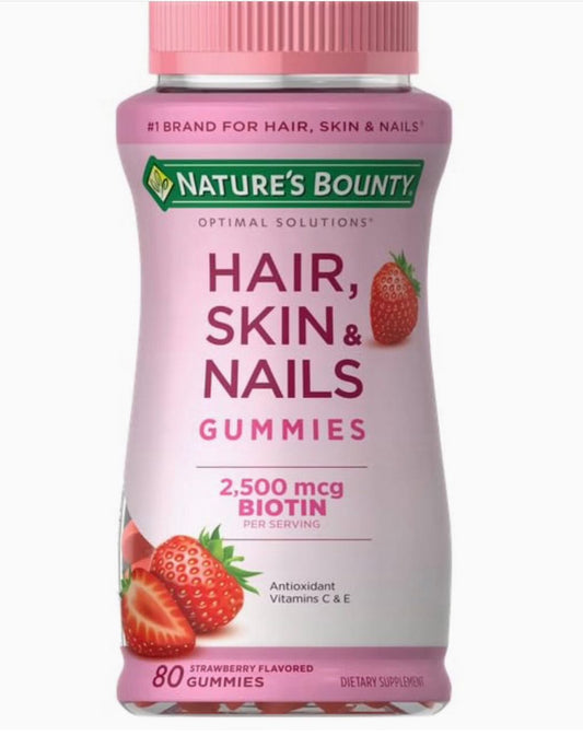 NATURE'S BOUNTY HAIR, SKIN AND NAILS GUMMIES| 120 strawberry flavored gummies| BB: 07/2025